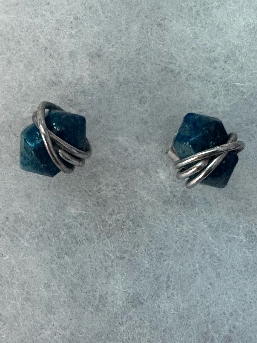 Sterling Silver Blue Stone Stud Earrings